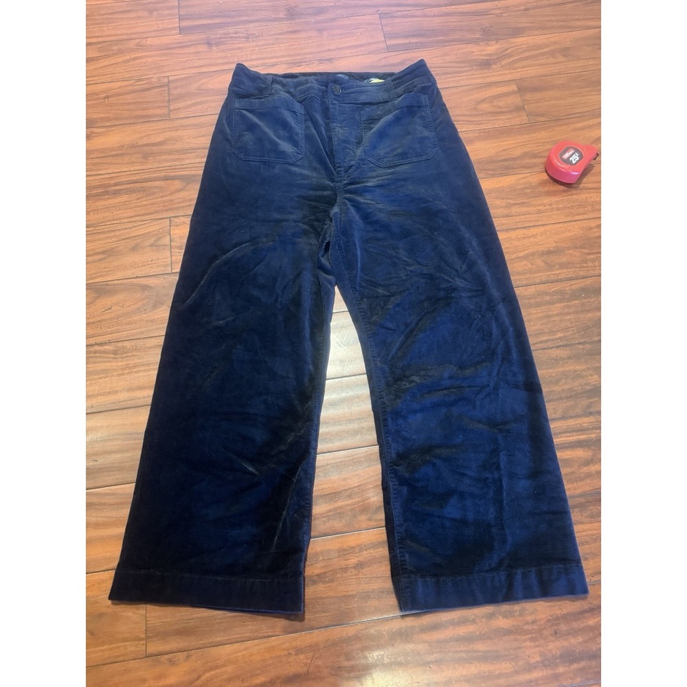 Maeve Anthropologie Colette Wide Leg Corduroy Pants Navy Blue 33T High Waist